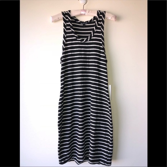 🆕 Black and White Striped Tank Dress, Sz M 🖤 - Picture 2 of 8